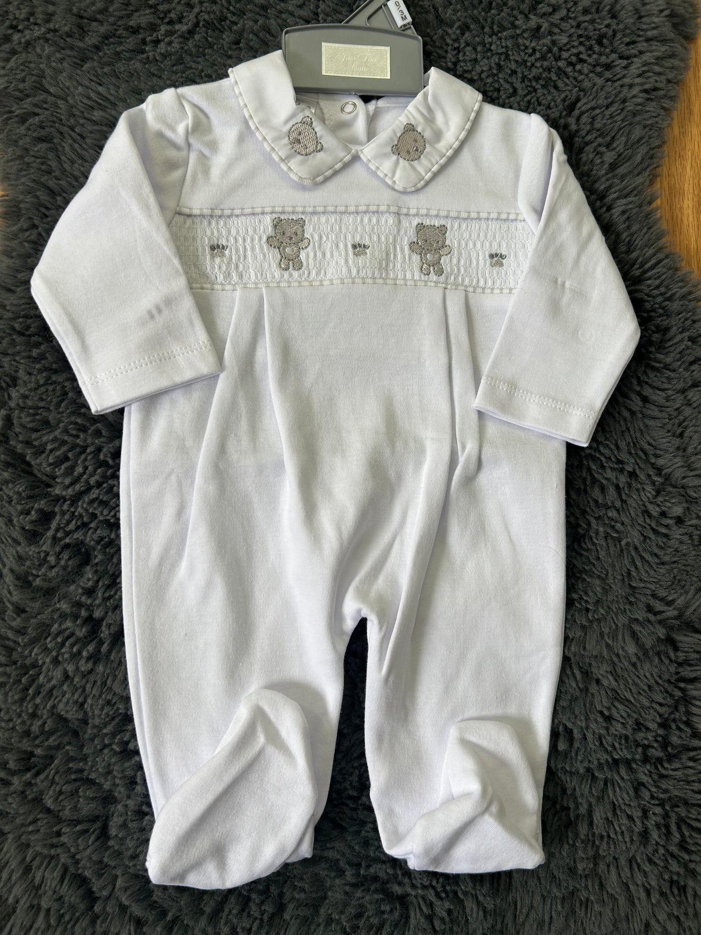 White teddy sleepsuit