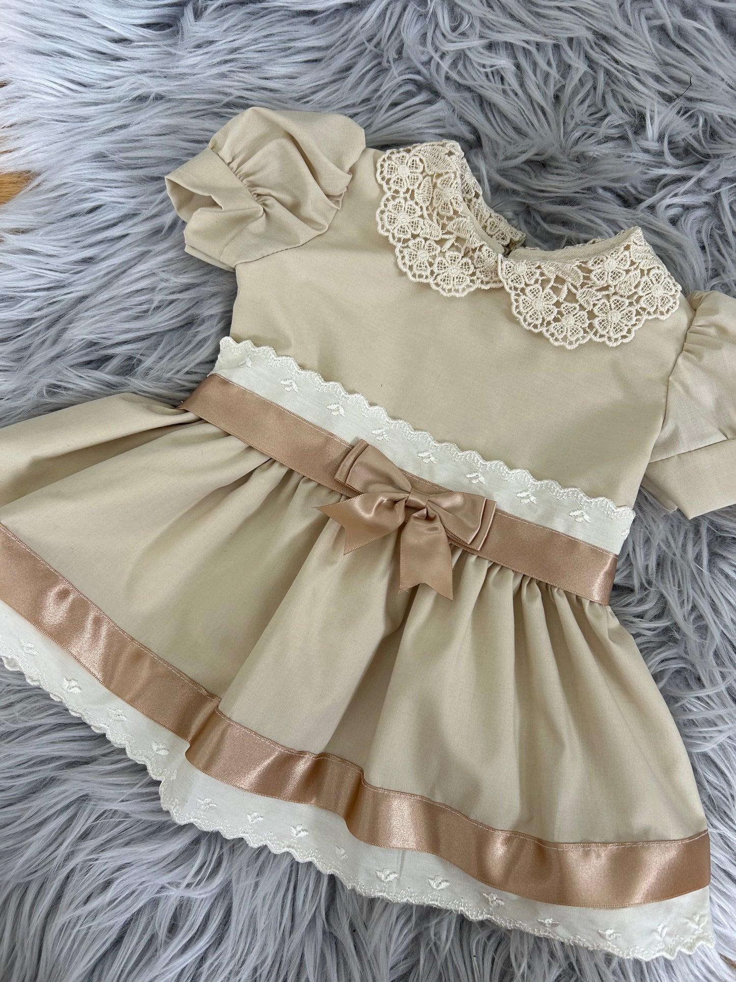 Beige smocked dress