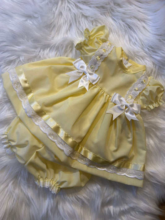 Lemon smocked dress