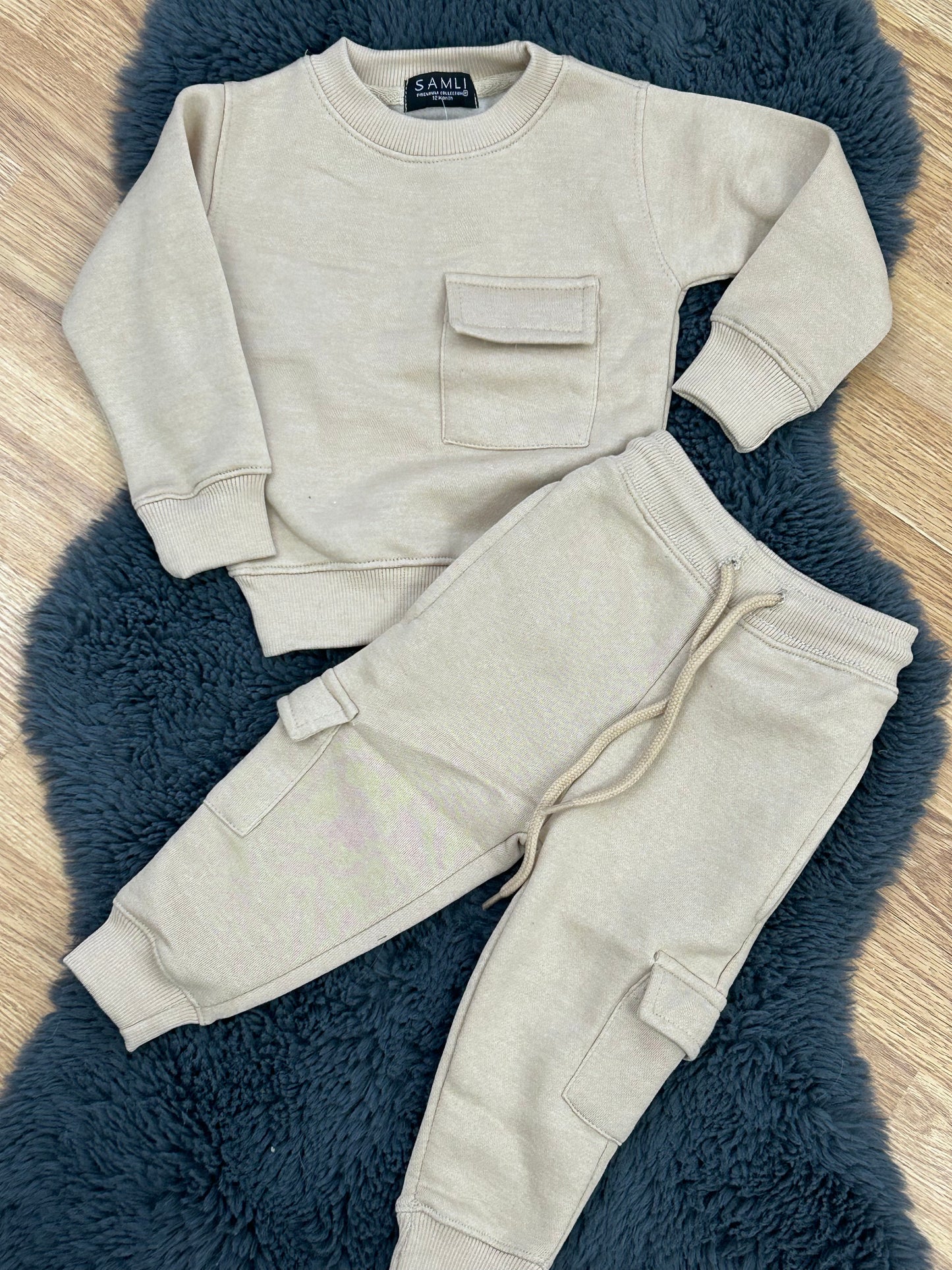 Beige cargo tracksuit