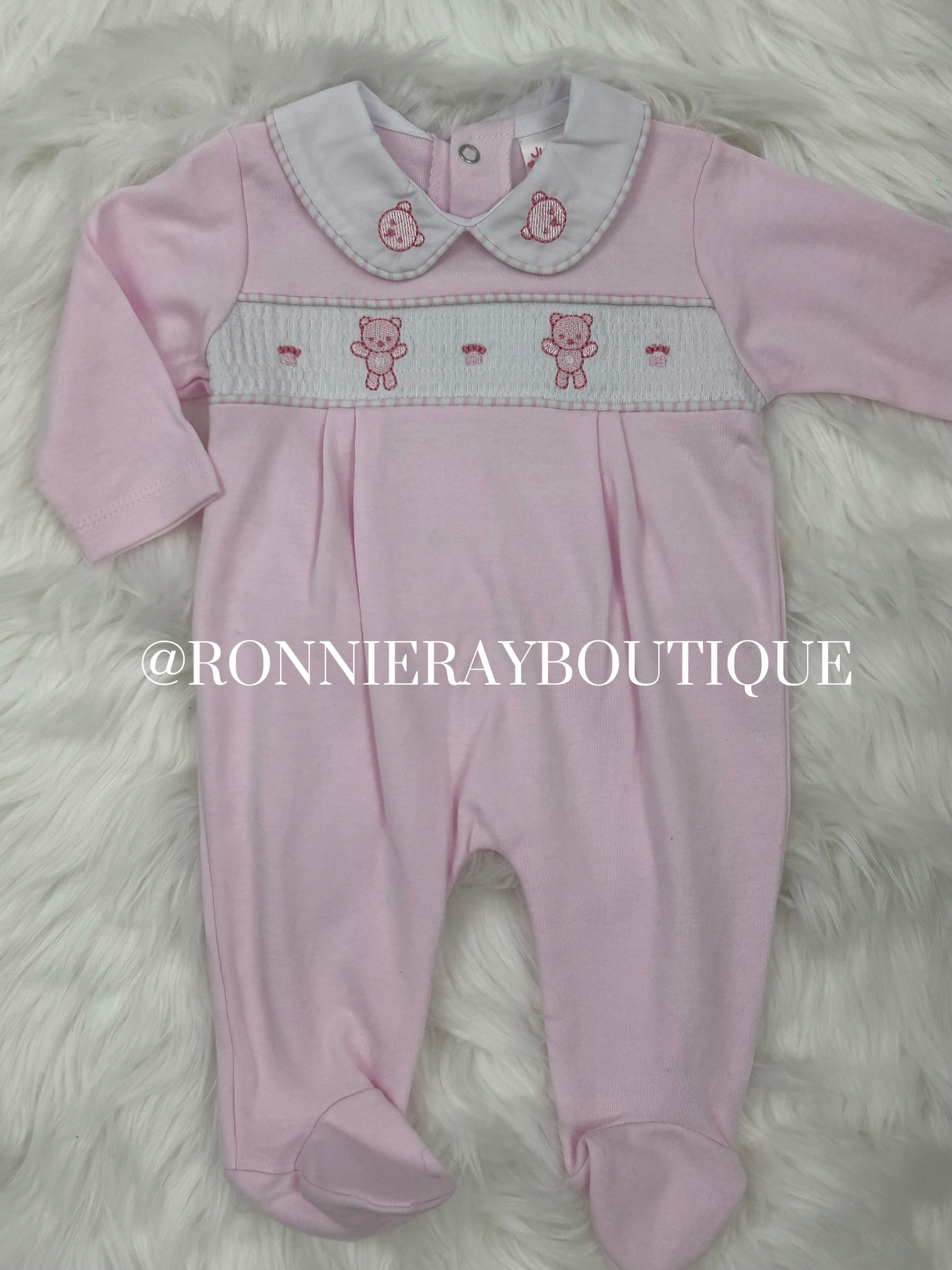 Pink teddy sleepsuit