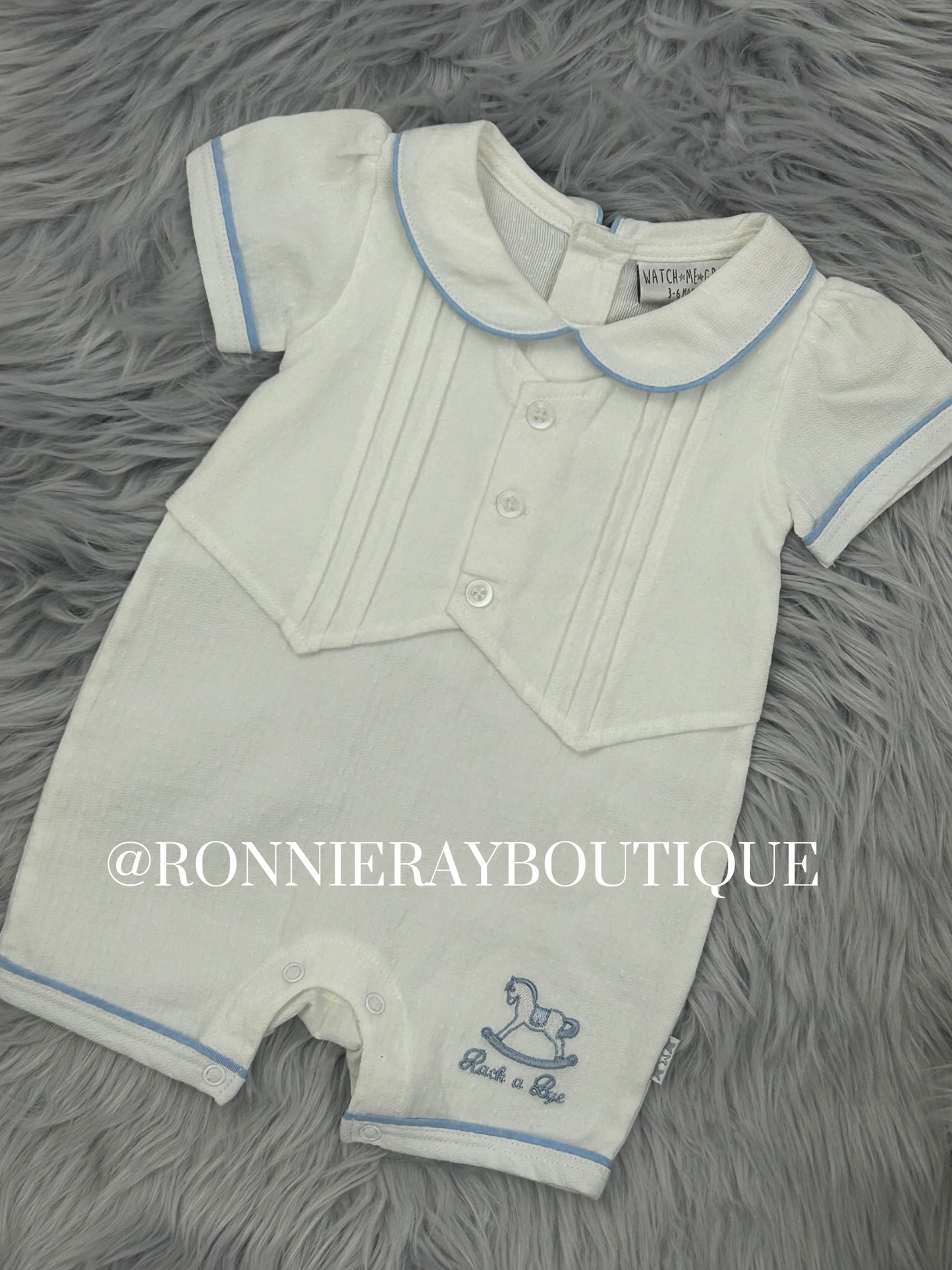 White rocking horse romper